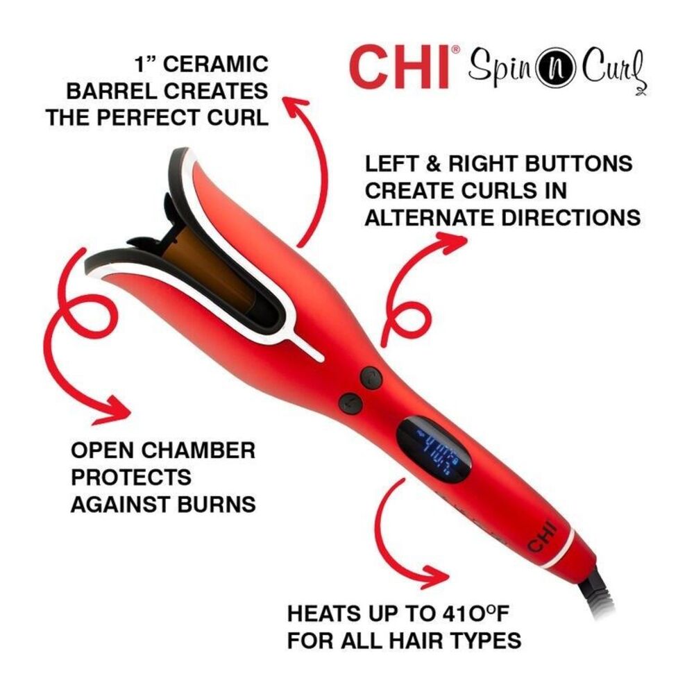 CHI Spin N Curl 1" Ceramic Rotating Curling Iron, Onyx Black,  CA2247